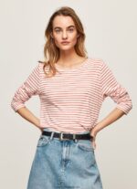 tricou cu mânecă lungă în dungi femei Pepe Jeans studio roșu 6Z0R46395
