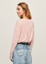 tricou cu mânecă lungă în dungi femei Pepe Jeans studio roșu 6Z0R46395 - imagine 4