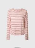 tricou cu mânecă lungă în dungi femei Pepe Jeans studio roșu 6Z0R46395 - imagine 5