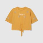 tricou cu strasuri florale fată Pepe Jeans strălucire 6Z0R461474