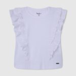 tricou cu volan dublu fată Pepe Jeans alb 6Z0R461482