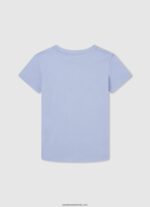 tricou de bază cu logo băiat Pepe Jeans albastru înălbitor 6Z0R461637 - imagine 2