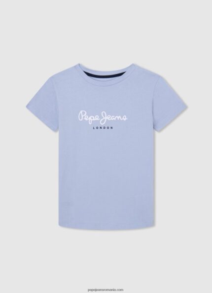tricou de bază cu logo băiat Pepe Jeans albastru înălbitor 6Z0R461637