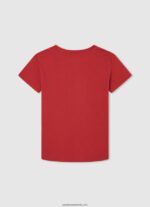 tricou de bază cu logo băiat Pepe Jeans studio roșu 6Z0R461625 - imagine 2