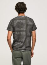 tricou din bumbac cu imprimeu bandana bărbați Pepe Jeans negru spalat 6Z0R46937 - imagine 4
