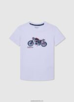 tricou din bumbac cu imprimeu în dungi băiat Pepe Jeans aproape alb 6Z0R461645 - imagine 3