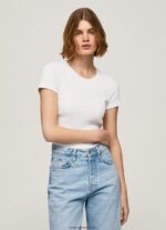 tricou din bumbac cu logo femei Pepe Jeans alb 6Z0R46404
