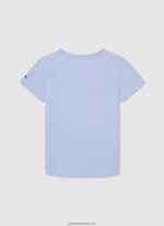 tricou din bumbac cu logo imprimat băiat Pepe Jeans albastru înălbitor 6Z0R461632 - imagine 2