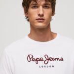 tricou din bumbac cu logo imprimat bărbați Pepe Jeans alb 6Z0R461018