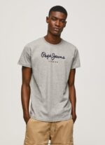 tricou din bumbac cu logo imprimat bărbați Pepe Jeans marnă cenușie 6Z0R461001 - imagine 3
