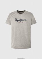 tricou din bumbac cu logo imprimat bărbați Pepe Jeans marnă cenușie 6Z0R461001 - imagine 5