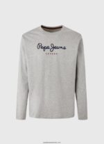 tricou din bumbac cu logo imprimat bărbați Pepe Jeans marnă cenușie 6Z0R461017 - imagine 4