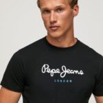 tricou din bumbac cu logo imprimat bărbați Pepe Jeans negru 6Z0R461000