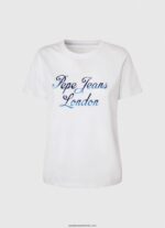 tricou din bumbac cu logo imprimat femei Pepe Jeans alb 6Z0R46411 - imagine 5