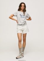 tricou din bumbac cu logo imprimat femei Pepe Jeans marnă cenușie 6Z0R46412 - imagine 2