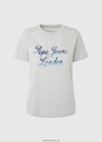 tricou din bumbac cu logo imprimat femei Pepe Jeans marnă cenușie 6Z0R46412 - imagine 5