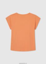 tricou din bumbac cu logo strass fată Pepe Jeans piersică 6Z0R461451 - imagine 2