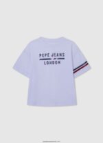 tricou din bumbac cu logo strass fată Pepe Jeans piersică 6Z0R461451 - imagine 4