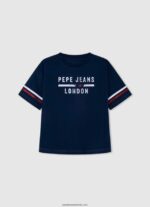 tricou din bumbac cu logo strass fată Pepe Jeans piersică 6Z0R461451 - imagine 5