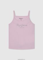 tricou din bumbac cu logo strass fată Pepe Jeans roz moale 6Z0R461431 - imagine 3