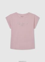tricou din bumbac cu logo strass fată Pepe Jeans strălucire 6Z0R461433 - imagine 4