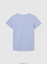 tricou din bumbac cu logo vertical băiat Pepe Jeans albastru înălbitor 6Z0R461628 - imagine 2