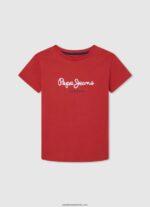 tricou din bumbac cu logo vertical băiat Pepe Jeans albastru înălbitor 6Z0R461628 - imagine 5
