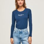 tricou din bumbac cu maneca lunga femei Pepe Jeans marina 6Z0R46472