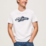 tricou din bumbac cu sigla perii bărbați Pepe Jeans alb 6Z0R46952