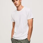 tricou din bumbac tricot waffle bărbați Pepe Jeans alb 6Z0R46960