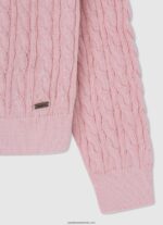 tricou împletit cu guler rotunjit fată Pepe Jeans roz moale 6Z0R461407 - imagine 3