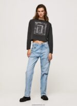 tricou imprimat cu maneca lunga femei Pepe Jeans negru spalat 6Z0R46427 - imagine 2