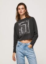 tricou imprimat cu maneca lunga femei Pepe Jeans negru spalat 6Z0R46427