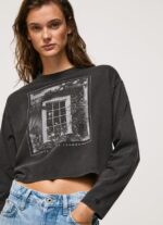 tricou imprimat cu maneca lunga femei Pepe Jeans negru spalat 6Z0R46427 - imagine 3