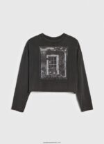 tricou imprimat cu maneca lunga femei Pepe Jeans negru spalat 6Z0R46427 - imagine 5