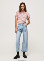 tricou în dungi cu mâneci volane femei Pepe Jeans fard de obraz închis 6Z0R46392 - imagine 2