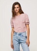 tricou în dungi cu mâneci volane femei Pepe Jeans fard de obraz închis 6Z0R46392