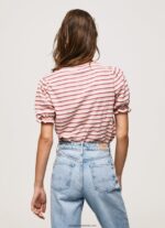 tricou în dungi cu mâneci volane femei Pepe Jeans fard de obraz închis 6Z0R46392 - imagine 4