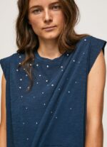 tricou marmorat cu maneci cu armuri femei Pepe Jeans dulwich 6Z0R46406