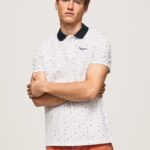 Tricou polo cu imprimeu piqué bărbați Pepe Jeans alb 6Z0R461094