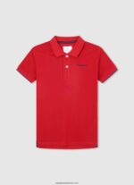 tricou polo cu logo brodat piqué băiat Pepe Jeans roșu 6Z0R461672