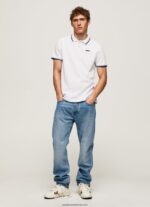tricou polo din bumbac piqué tuns bărbați Pepe Jeans alb 6Z0R461090 - imagine 2