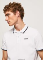 tricou polo din bumbac piqué tuns bărbați Pepe Jeans alb 6Z0R461090 - imagine 3